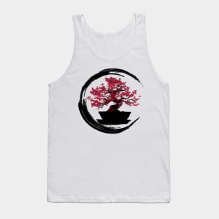 moyogi cherry blossom bonsai - Sumi inspired enso circle bonsai tree Tank Top